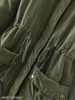 Hooded Drawstring Plain Coat