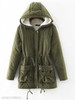 Hooded Drawstring Plain Coat