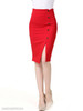 Slit Decorative Button Plain Pencil Midi Skirt