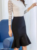 Ruffled Hem Fishtail Hem Plain Mermaid Maxi Skirts
