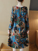 Round Neck Ruched Abstract Print Skater Dress
