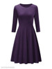 Round Neck Ruched Plain Skater Dress