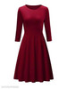 Round Neck Ruched Plain Skater Dress