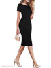 Round Neck Plain Bodycon Dress
