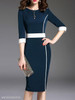 Round Neck Plain Bodycon Dress Commuting