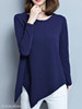 Round Neck Asymmetric Hem Plain Long Sleeve T-Shirts Round Neck Asymmetric Hem Plain Long Sleeve T-Shirts