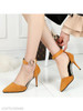 Plain Stiletto High Heeled Ankle Strap Point Toe Date Office Pumps