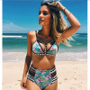 SEXY THIN STRAPS FLORAL PRINT BIKINI SET