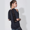 Women Cold Shoulder Half Sleeve Yoga Tops Mesh Black Cutout Gym Workout Sport T-shirt Loose Running Sports Tee Fitness Clothing