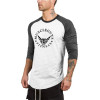 Muscleguys 3/4 Sleeve T-shirt Men Spring Autumn Casual Patchwork T Shirts Male Slim Fit Tops Fitness Raglan Tees Plus Size