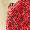 Red Luna Bag - Round Handwoven Straw Tote Bag with