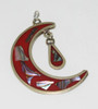 Alpaca Mexico Inlaid Abalone Silver Crescent Moon Pendant