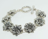 Sterling Silver Holiday Poinsettia Link Bracelet