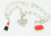 Vintage Sterling Silver Charm Bracelet 2 Red Enamel & 1 Silver Charms