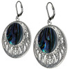 Sterling Silver Abalone Openwork Disc Drop Dangle Earrings