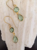 Designer Pear & Round Lolite 24k Gold Drop Dangle Earrings Amethyst