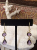 Designer Pear & Round Lolite 24k Gold Drop Dangle Earrings Amethyst