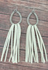 Ivory and Silvertone  ended Teardrop Tassel Earrings