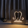 Wooden LED hollow tooth design warm light lamp
