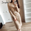 Knitted Long Sleeve Midi Turtleneck Dress