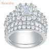 Wedding Rings For Women 4 Carats Cross Cut AAA Zirconia Classic Jewelry 925 Sterling Silver Engagement Ring Set