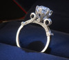 Solitaire Luxury Jewelry 925 Sterling Silver Round Cut AAA CZ Zirconia Simulated stones Engagement Women Crown Ring