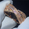Handmade Cross Party Ring 5A Zircon Cz Rose Gold Filled 925 Silver Engagement Wedding Band Rings for Women Jewelry