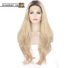 Louise (20"-26" Body Wave Ombre Dark Rooted Blonde Synthetic Heat Safe Lace Front Wig)