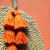 Brunna Luna Bag - Round Straw Tote Bag with Pumpkin Orange Tassels