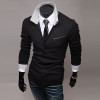 Mens Fashion Personality Long-Sleeved Slim Lapel Casual Shirt Mens Fashion Personality Long-Sleeved Slim Lapel Casual Shirt