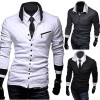 Mens Fashion Personality Long-Sleeved Slim Lapel Casual Shirt Mens Fashion Personality Long-Sleeved Slim Lapel Casual Shirt