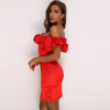 Satin Ruffles Neckline Party Dress