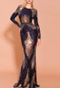 Sequin Peacock Evening Gown