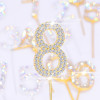 Glitter Rhinestone Number Cake Toppers (Gold)