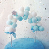 Blue Pom Pom Balloon Banner Cake Topper