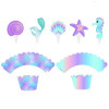 Iridescent Mermaid Cupcake Wrappers and Toppers (Set of 20 or 40) Iridescent Mermaid Cupcake Wrappers and Toppers (Set of 20 or 40)