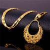 Vintage Boho Hollow Out Lace Hoop Earrings & Pendant Necklace Set