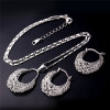 Vintage Boho Hollow Out Lace Hoop Earrings & Pendant Necklace Set