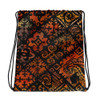 Hawaiian Vintage Block Print in Brown Orange Drawstring bag