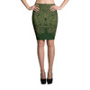Lace All Over Spandex Bodycon Stretch Pencil Skirt-Green