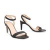 Ankle Strap Square Toe Elastic Closure Heeled Sandals Black/ Brown