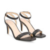 Ankle Strap Square Toe Elastic Closure Heeled Sandals Black/ Brown