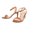 Ankle Strap Square Toe Elastic Closure Heeled Sandals Black/ Brown