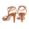 Ankle Strap Square Toe Elastic Closure Heeled Sandals Black/ Brown