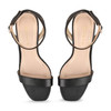 Ankle Strap Square Toe Elastic Closure Heeled Sandals Black/ Brown