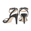 Ankle Strap Square Toe Elastic Closure Heeled Sandals Black/ Brown