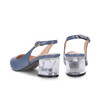 PU Transparent Clear Block Heel Slingback White/ Blue /Black