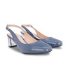 PU Transparent Clear Block Heel Slingback White/ Blue /Black