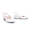 Patent Leather Transparent Clear Block Heel Slingback Blue/White/ Black