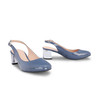 Patent Leather Transparent Clear Block Heel Slingback Blue/White/ Black